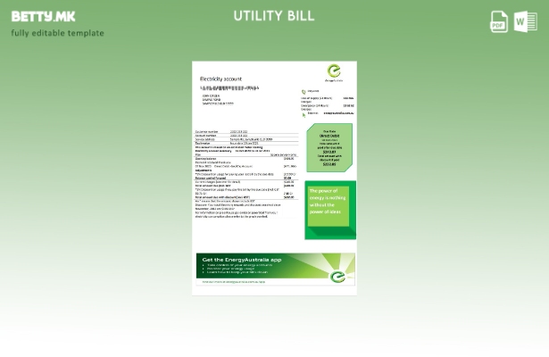 модерен стил Австралија Енергетски доказ за адреса шаблон за услужен збор